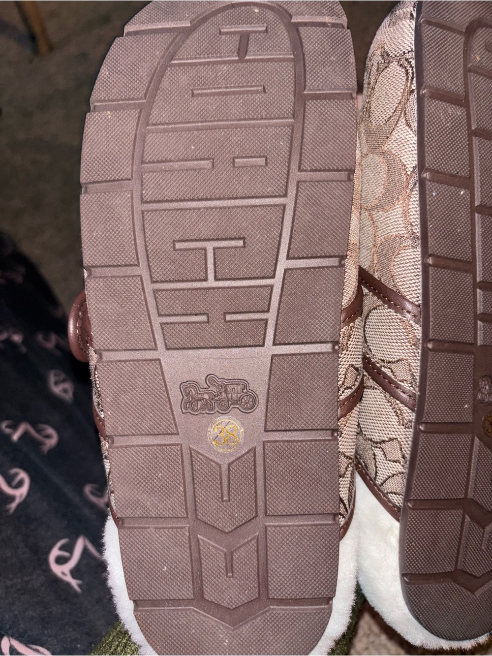 COACH Archival Buckle Clog Canvas With Shearling - Picture 7 of 9